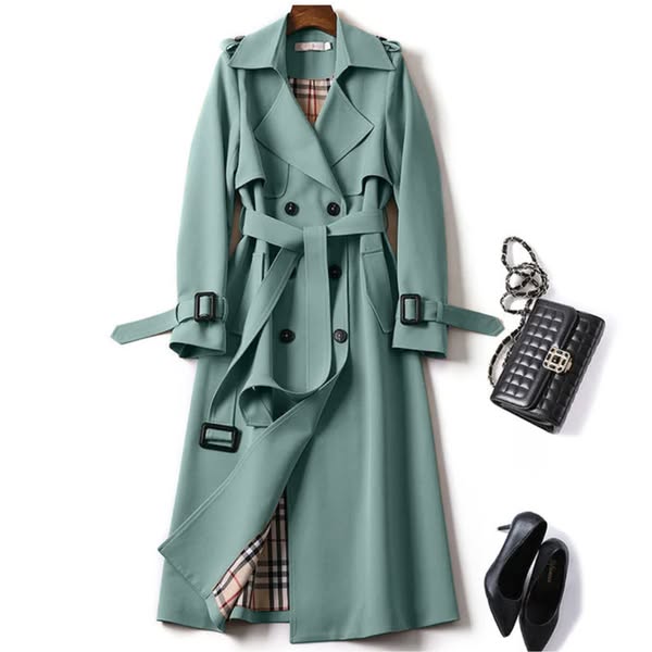 Trench-coat croisé pour femme avec ceinture