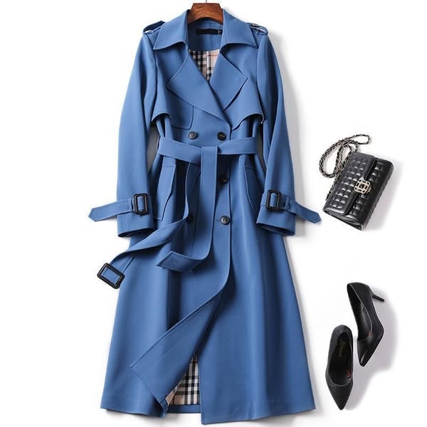 Trench-coat croisé pour femme avec ceinture