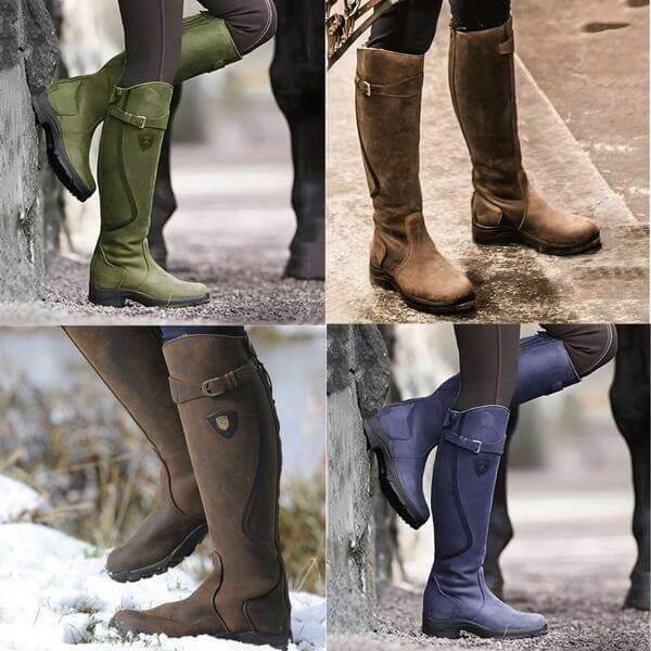 Bottes d’équitation montantes jusqu’aux genoux pour femme, avec détail de bride à boucle