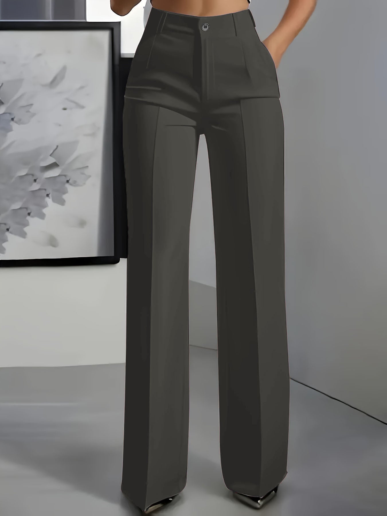 Women's High-Waisted Pants with Elastic Waistband