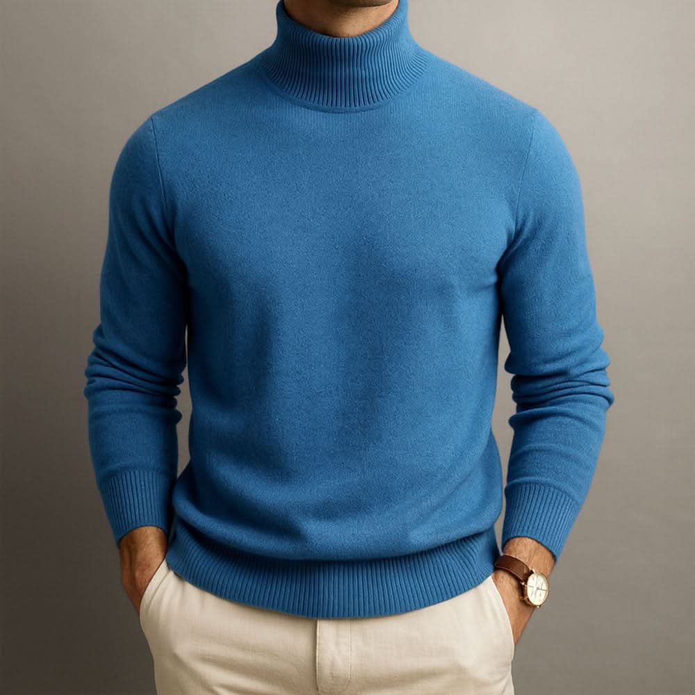 Pull à col roulé côtelé ajusté pour homme