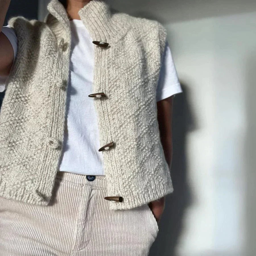 Women's Knit Button Front Sleeveless Cardigan