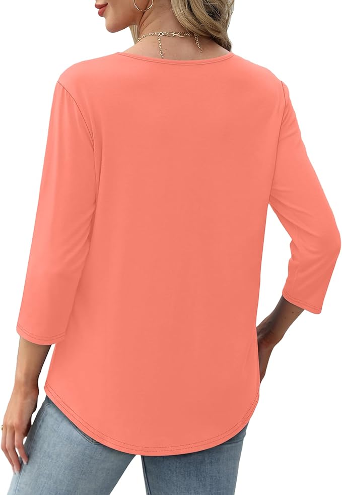 Blouse structurée à manches 3/4 pour femmes | Haut polyvalent pour le bureau