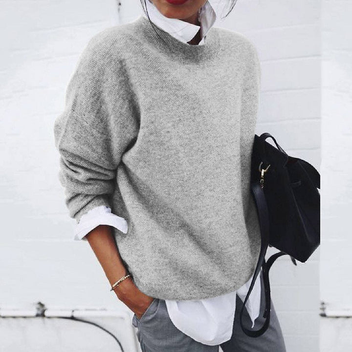 Women's Oversized Crew Neck Soft Knit Sweater