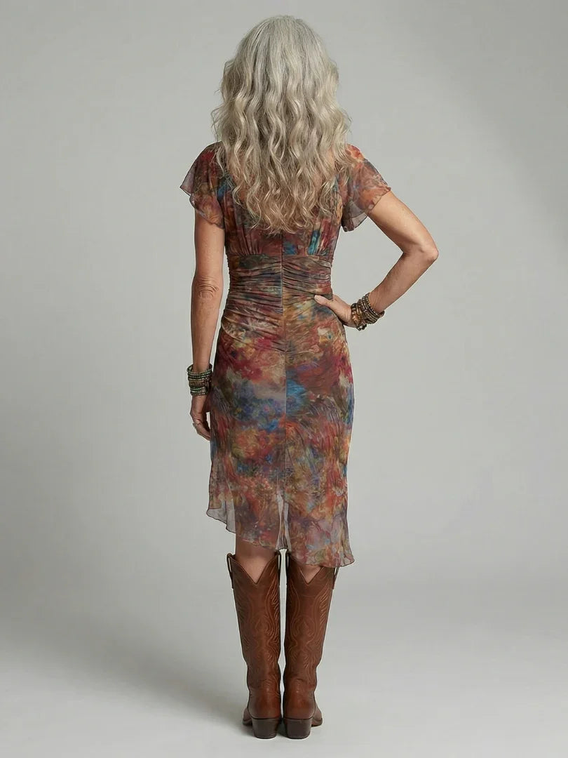 Robe midi dos nu pour femme avec ourlet asymétrique