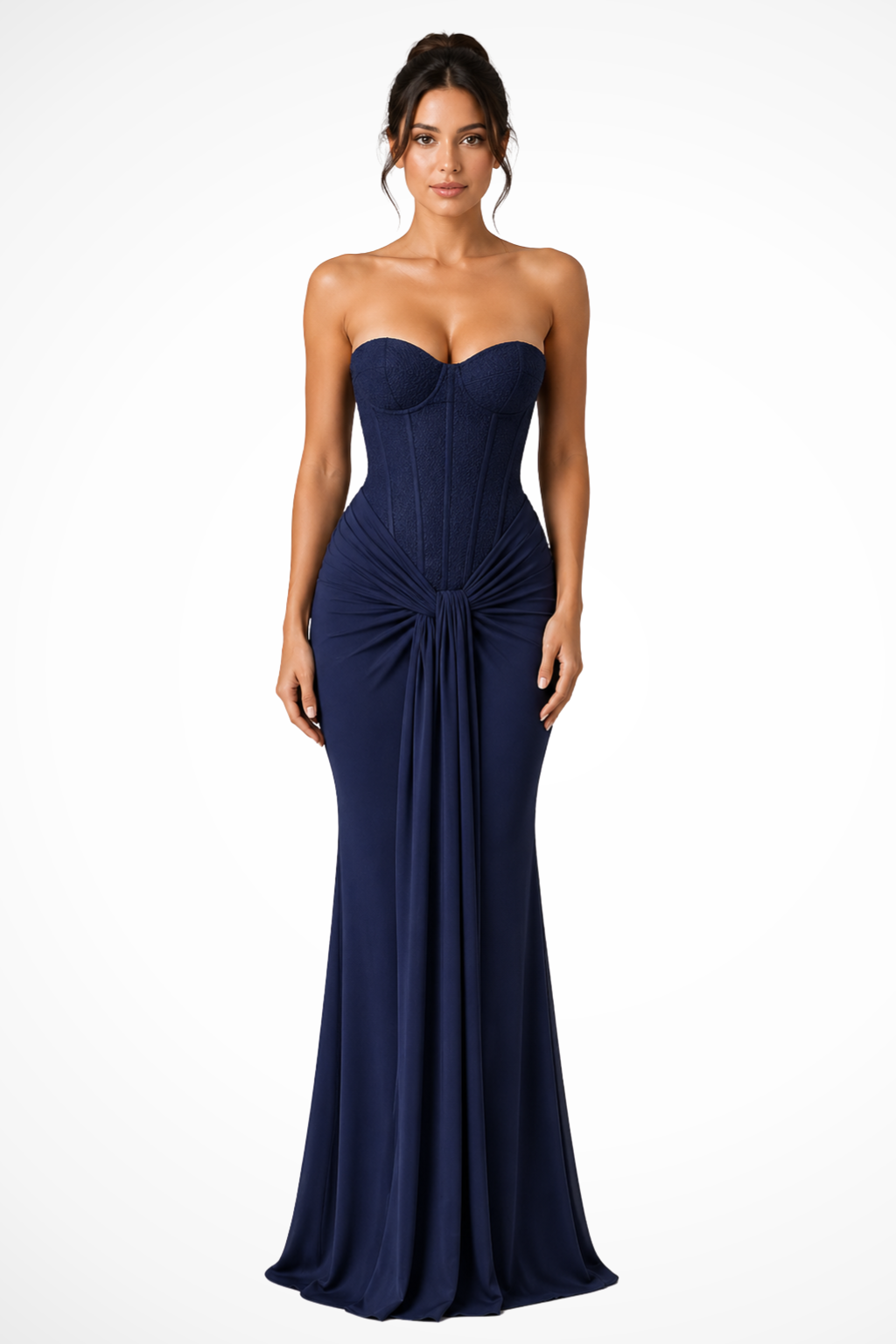 Robe longue sirène bustier en dentelle pour femme