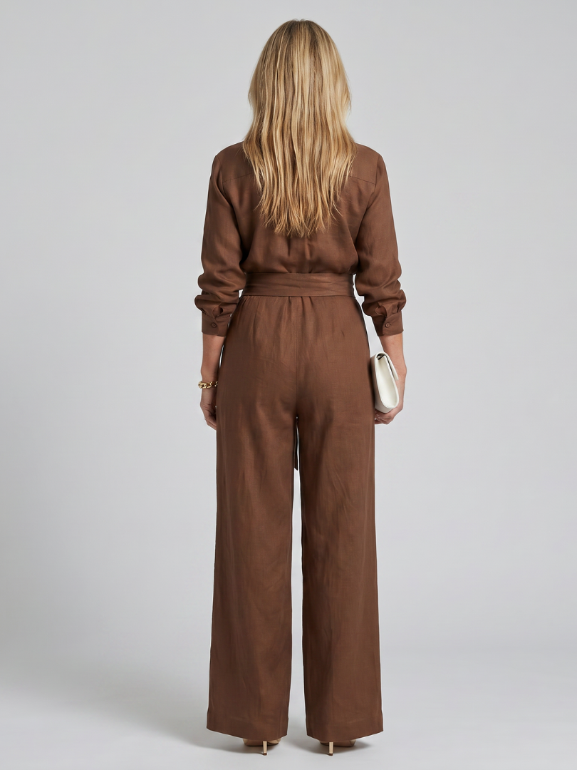 Women's Long Sleeve Wide Leg Jumpsuit