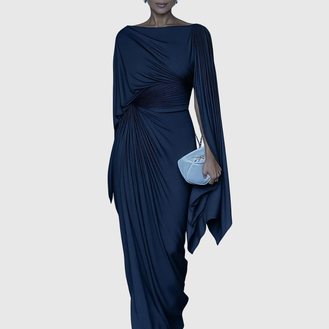 Women's Pleated One-Shoulder Maxi Dress