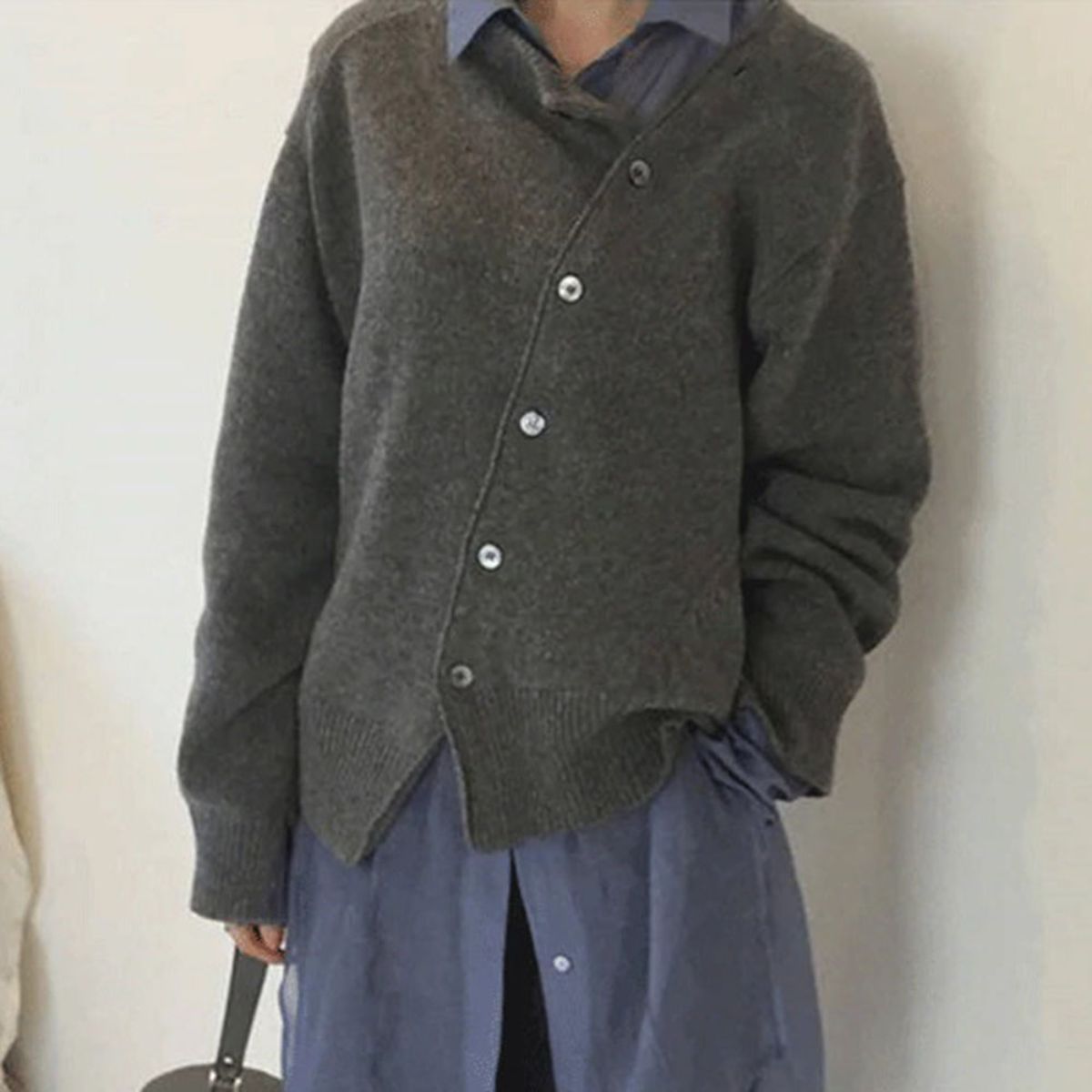 Women's Asymmetric Button Knit Sweater