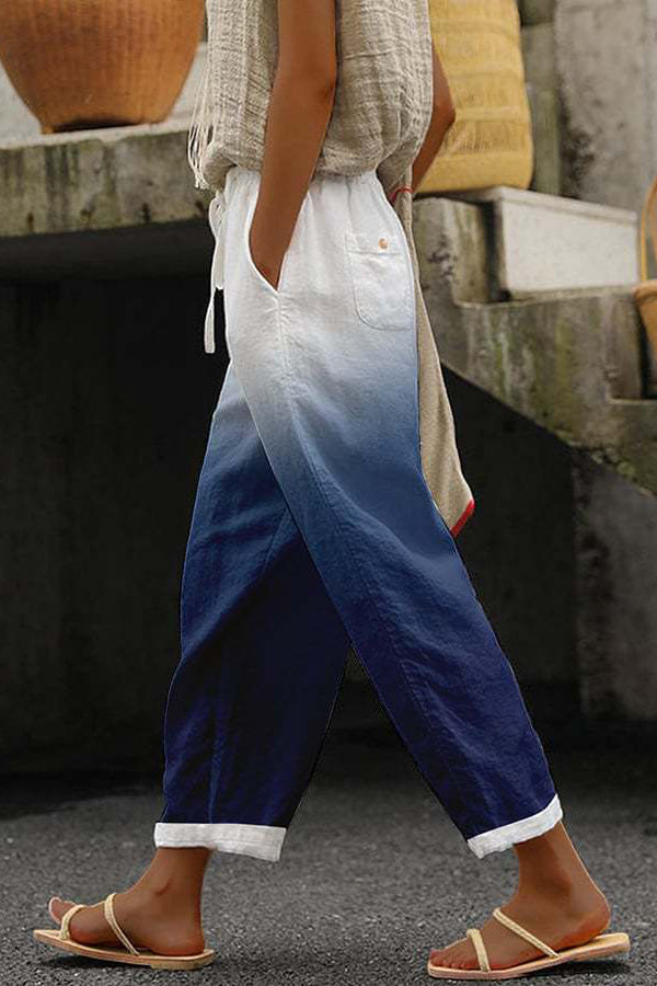 Women's Printed Wide-Leg Pants with Pockets