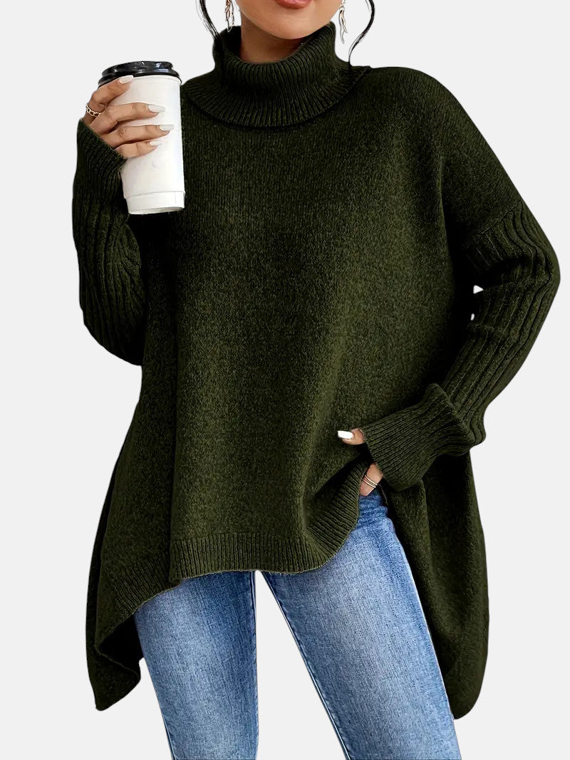 Women's Oversized Turtleneck Tunic Sweater
