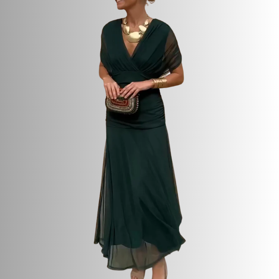 Elegant Off-Shoulder Chiffon Evening Maxi Dress for Women