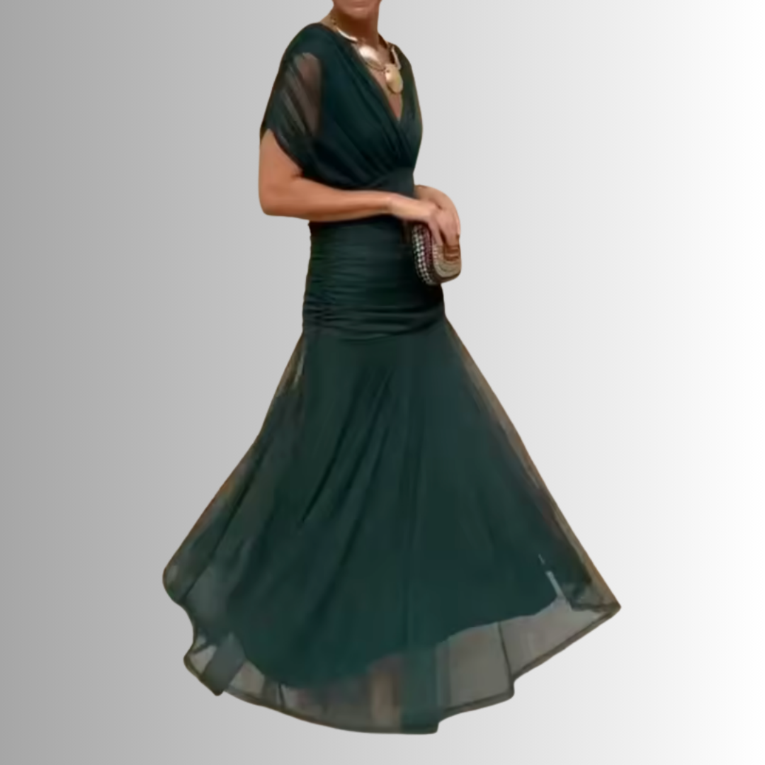 Elegant Off-Shoulder Chiffon Evening Maxi Dress for Women