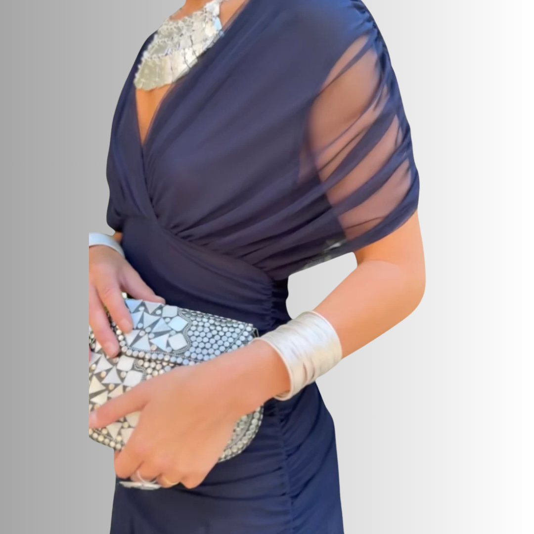 Elegant Off-Shoulder Chiffon Evening Maxi Dress for Women