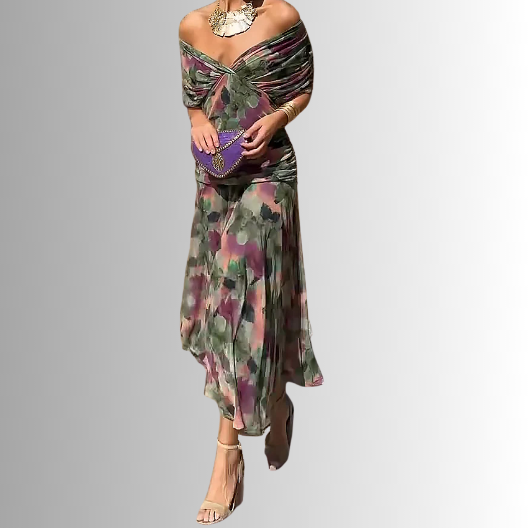 Elegant Off-Shoulder Chiffon Evening Maxi Dress for Women