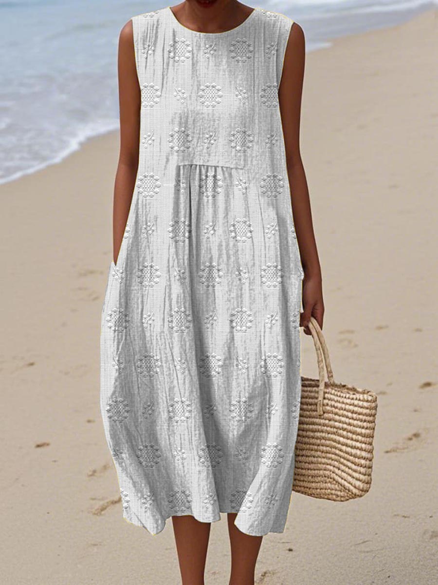 Women’s Embroidered Sleeveless Summer Midi Dress