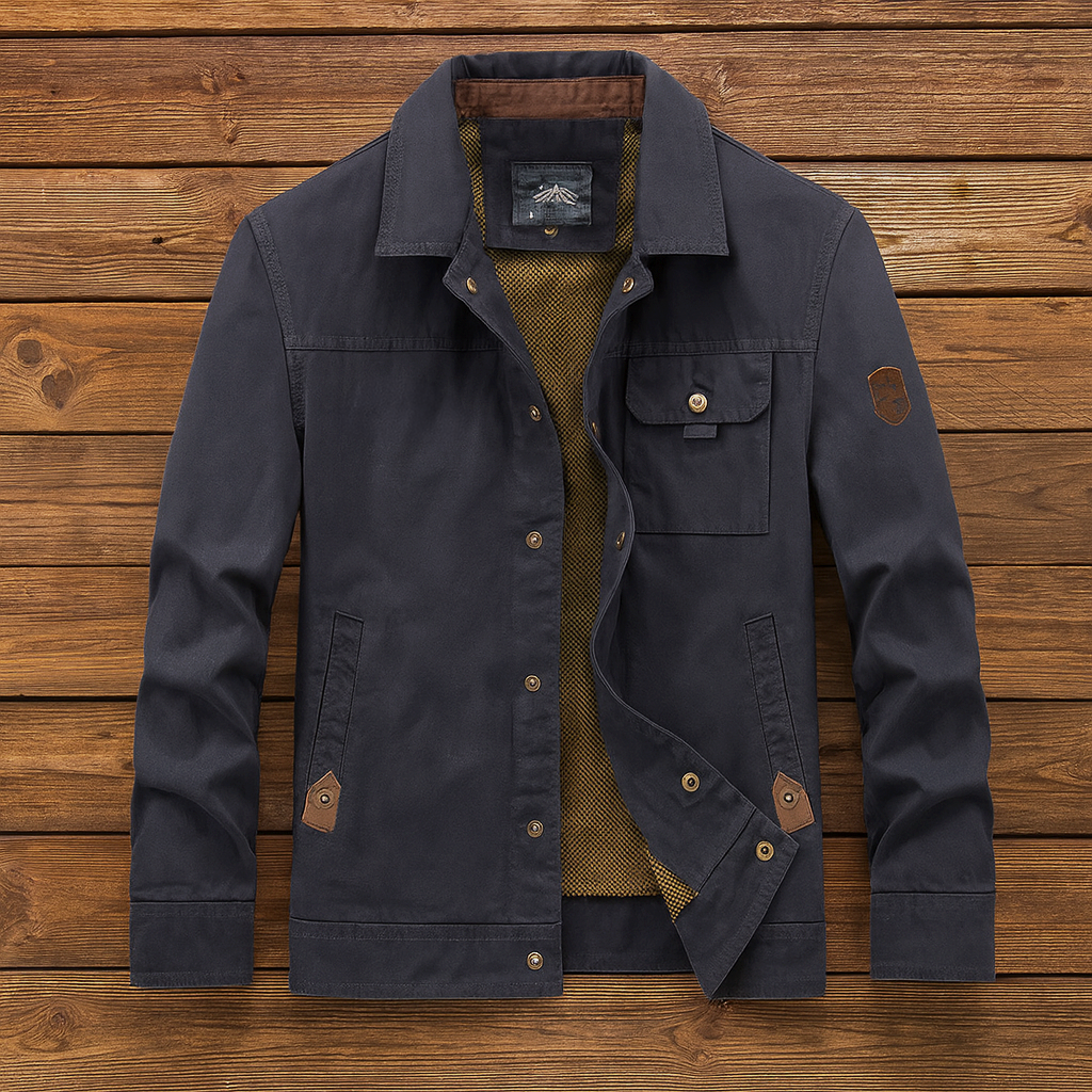 Men's Utility Field Jacket with Button Front and Chest Pockets