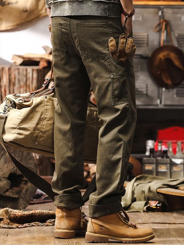 Pantaloni da lavoro utility da uomo a gamba dritta