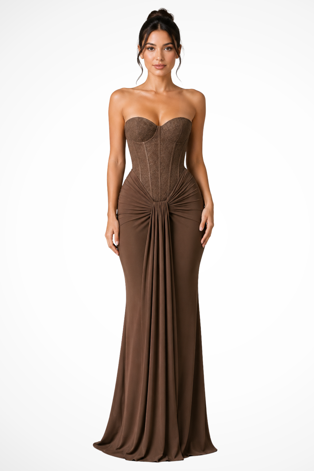 Robe longue sirène bustier en dentelle pour femme