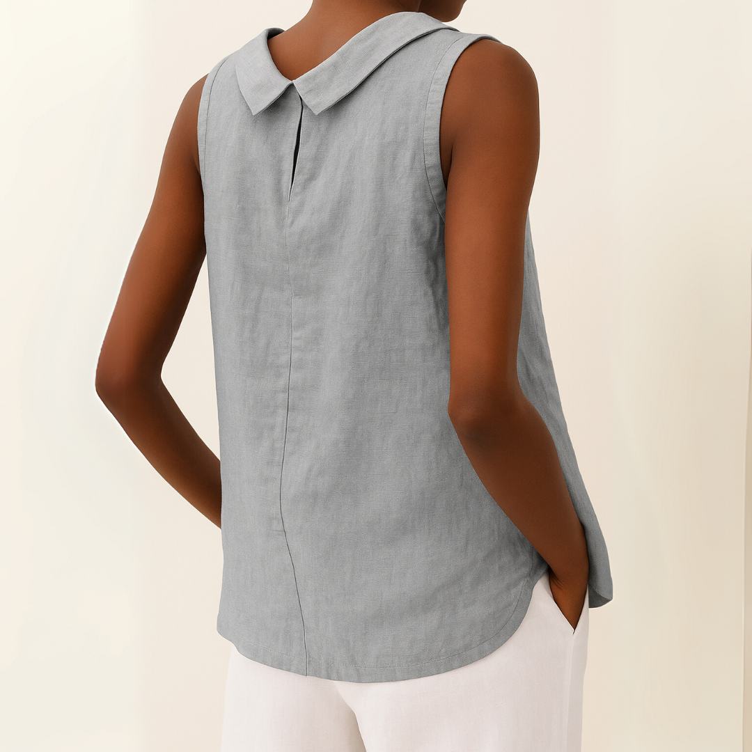 Elegant Sleeveless Top Roll Collar