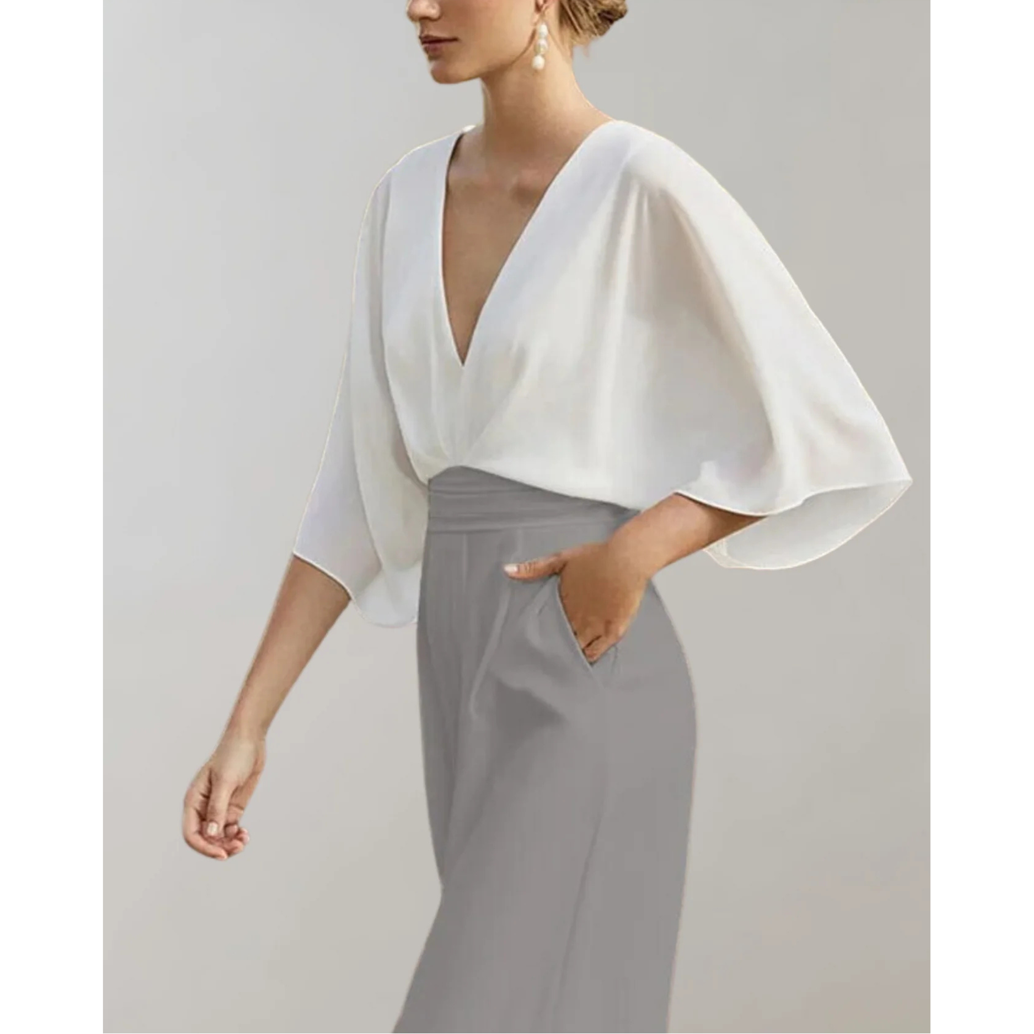 Women's Elegant Wide-Leg V-Neck Jumpsuit