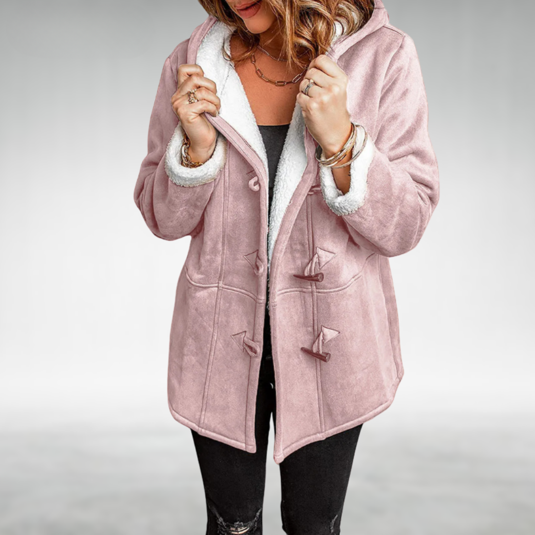 Manteau d’hiver à capuche pour femme avec brandebourgs