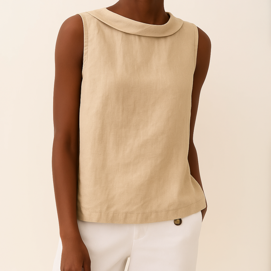 Women's Sleeveless Casual Blouse with Round Neck