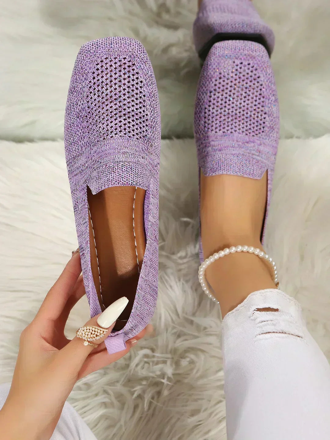 Lisa - Knit Slip-On Flats