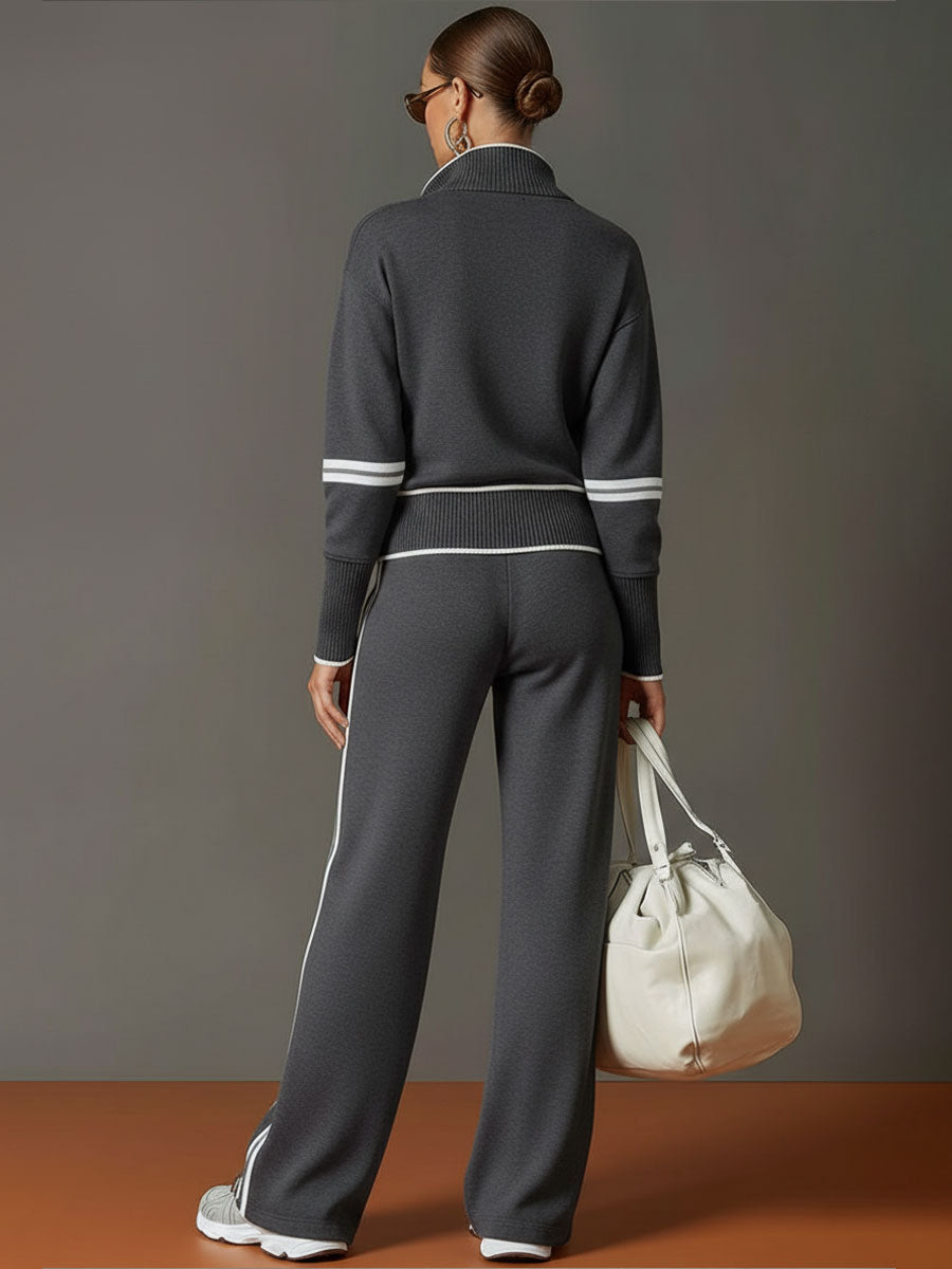 Women's Half-Zip Sweatshirt & Wide-Leg Trouser Co-Ord Set