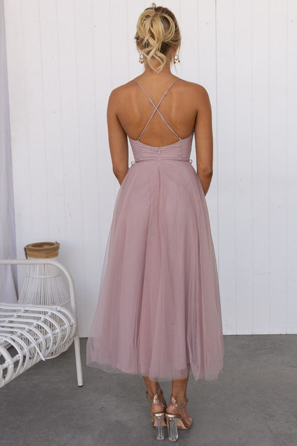 Robe midi en tulle pour femme avec décolleté en cœur