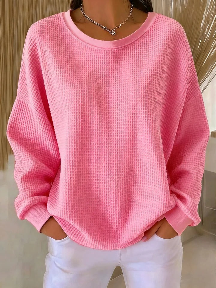 Women’s Waffle Knit Crew Neck Sweater