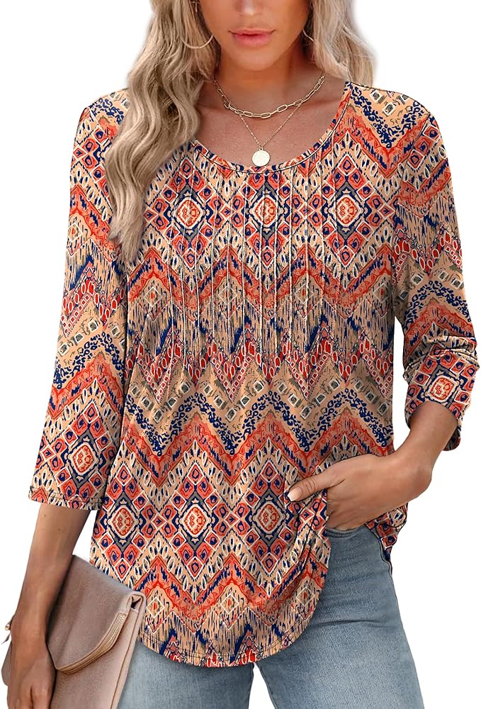 Blouse structurée à manches 3/4 pour femmes | Haut polyvalent pour le bureau