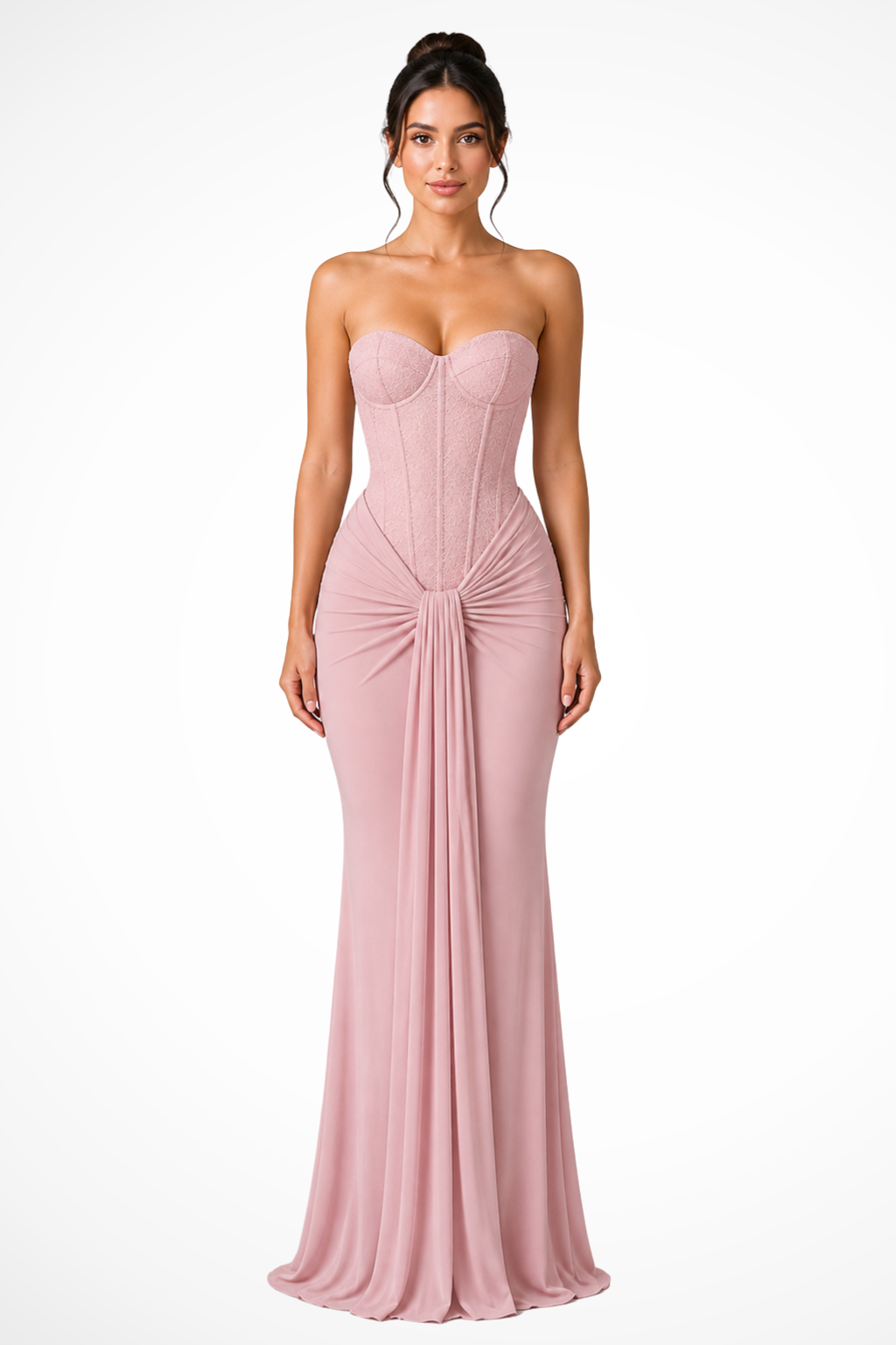 Robe longue sirène bustier en dentelle pour femme