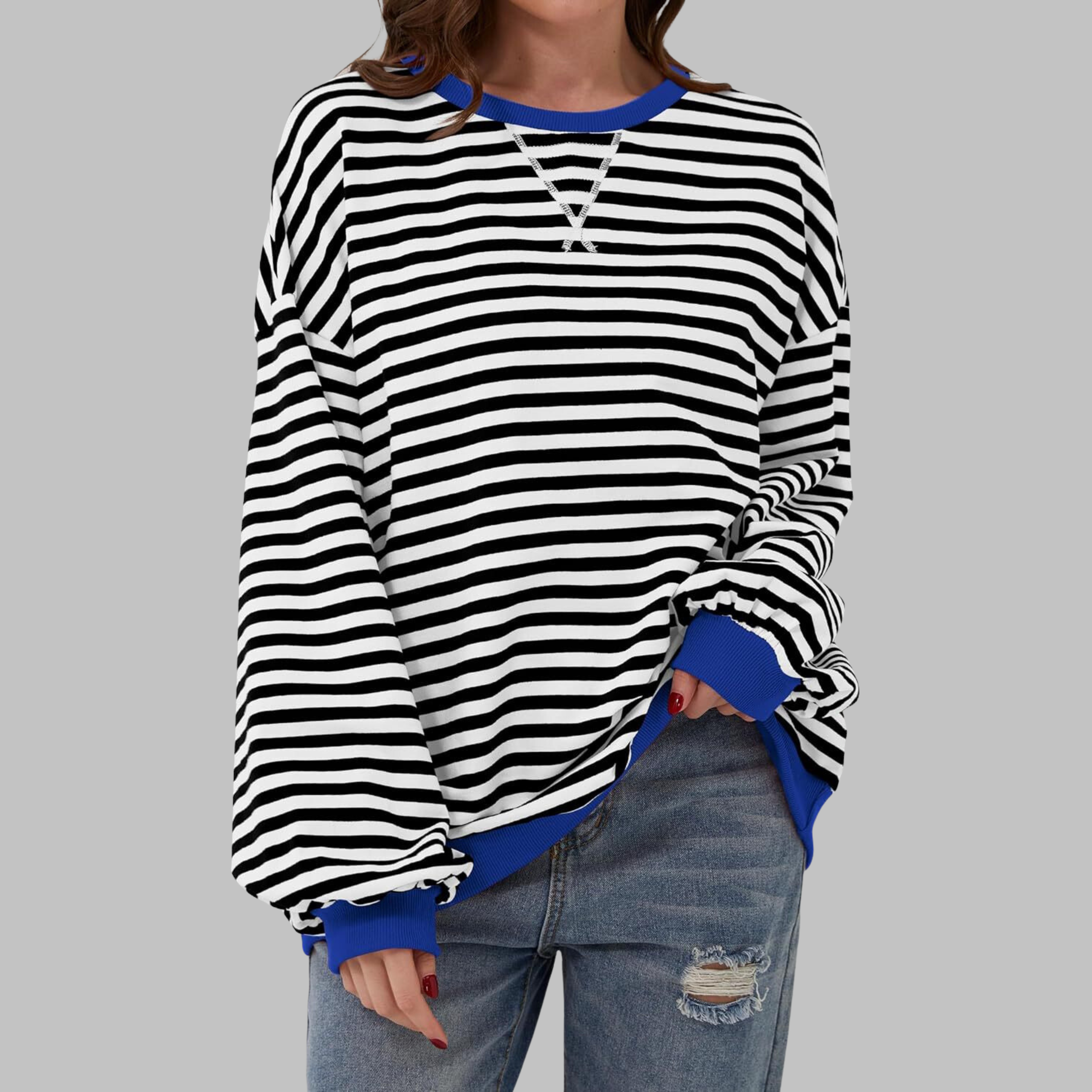 Women's Striped Long Sleeve Sweatshirt