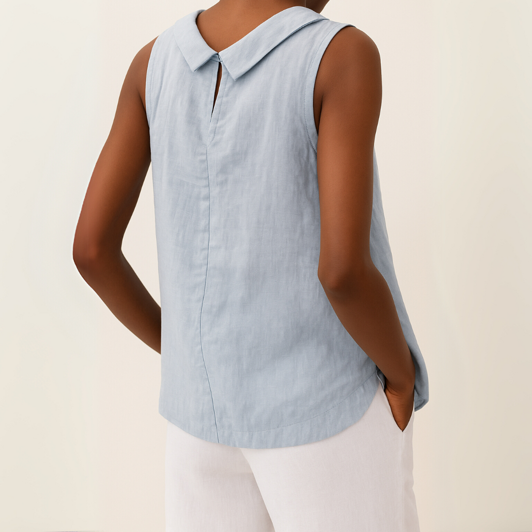 Maria Sleeveless Roll Collar Top for Women, Summer