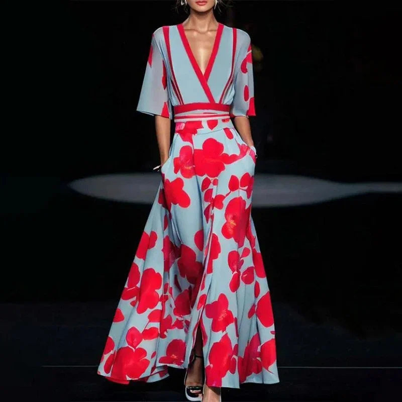 Chic Floral Maxi Dress with Flowing Design