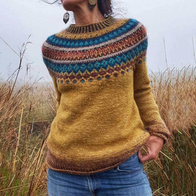 Women's Fair Isle Crew Neck Knit Sweater