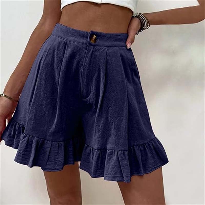Women's High Waist Ruffle Hem Shorts