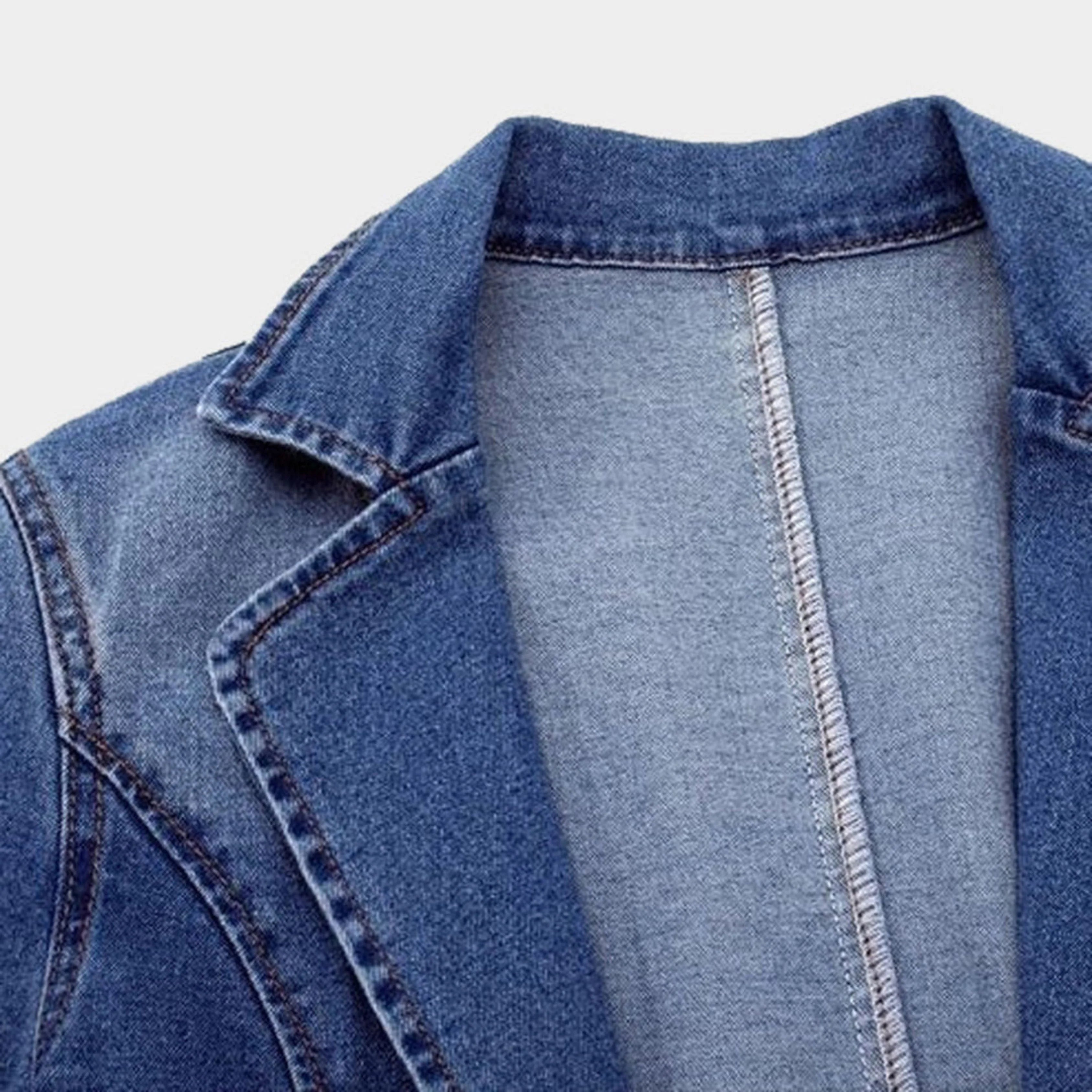 Chaqueta blazer vaquera para mujer con bolsillos