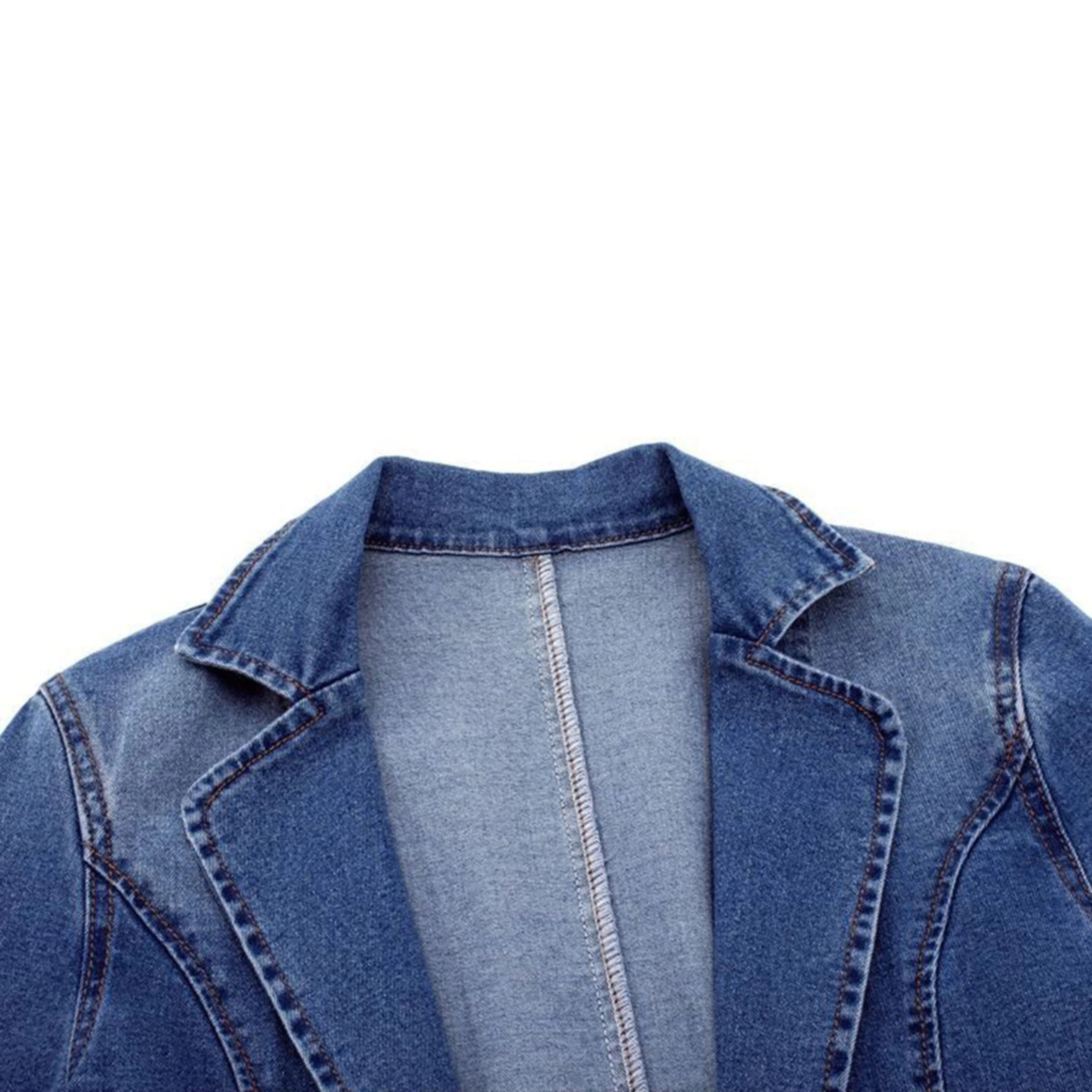Chaqueta blazer vaquera para mujer con bolsillos