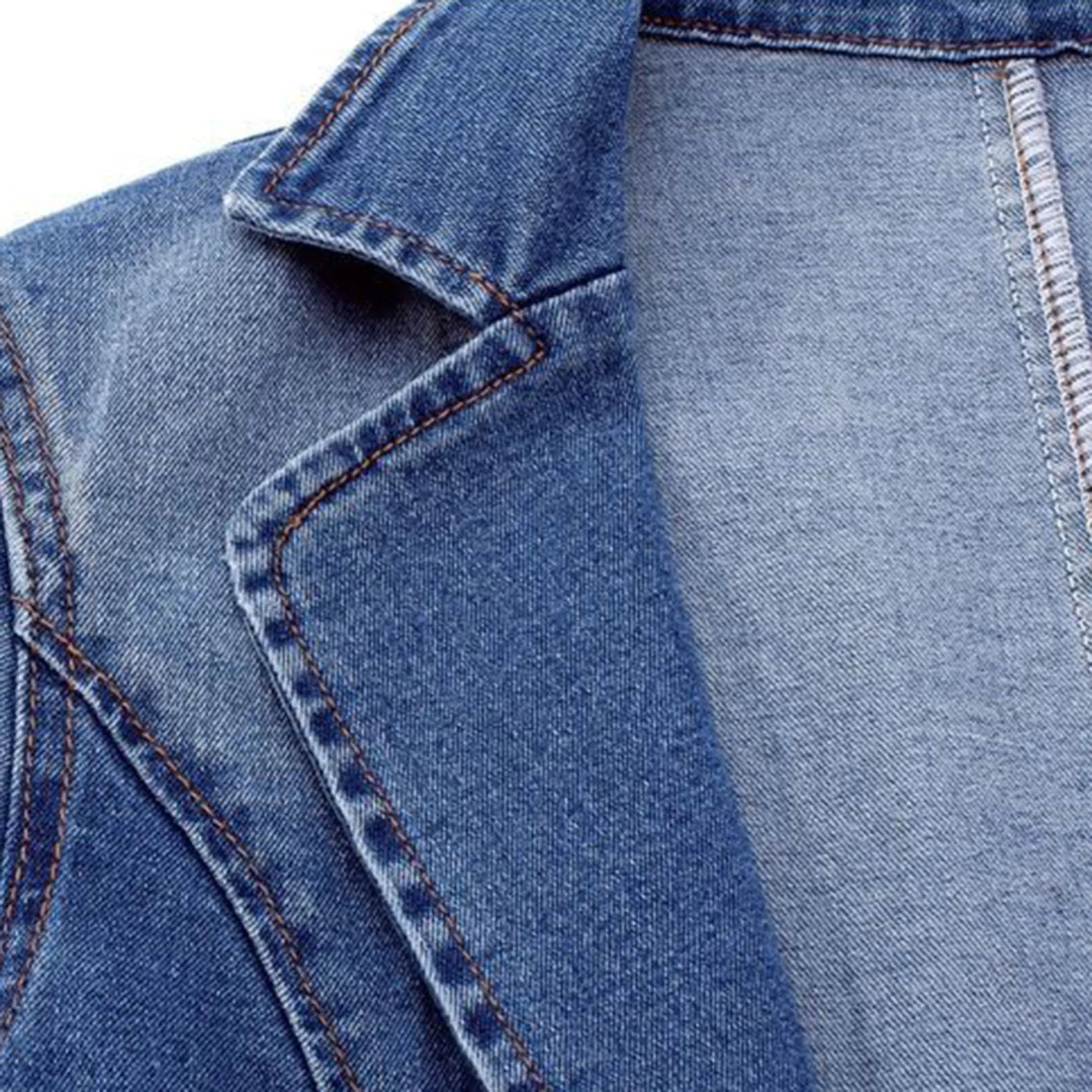 Chaqueta blazer vaquera para mujer con bolsillos