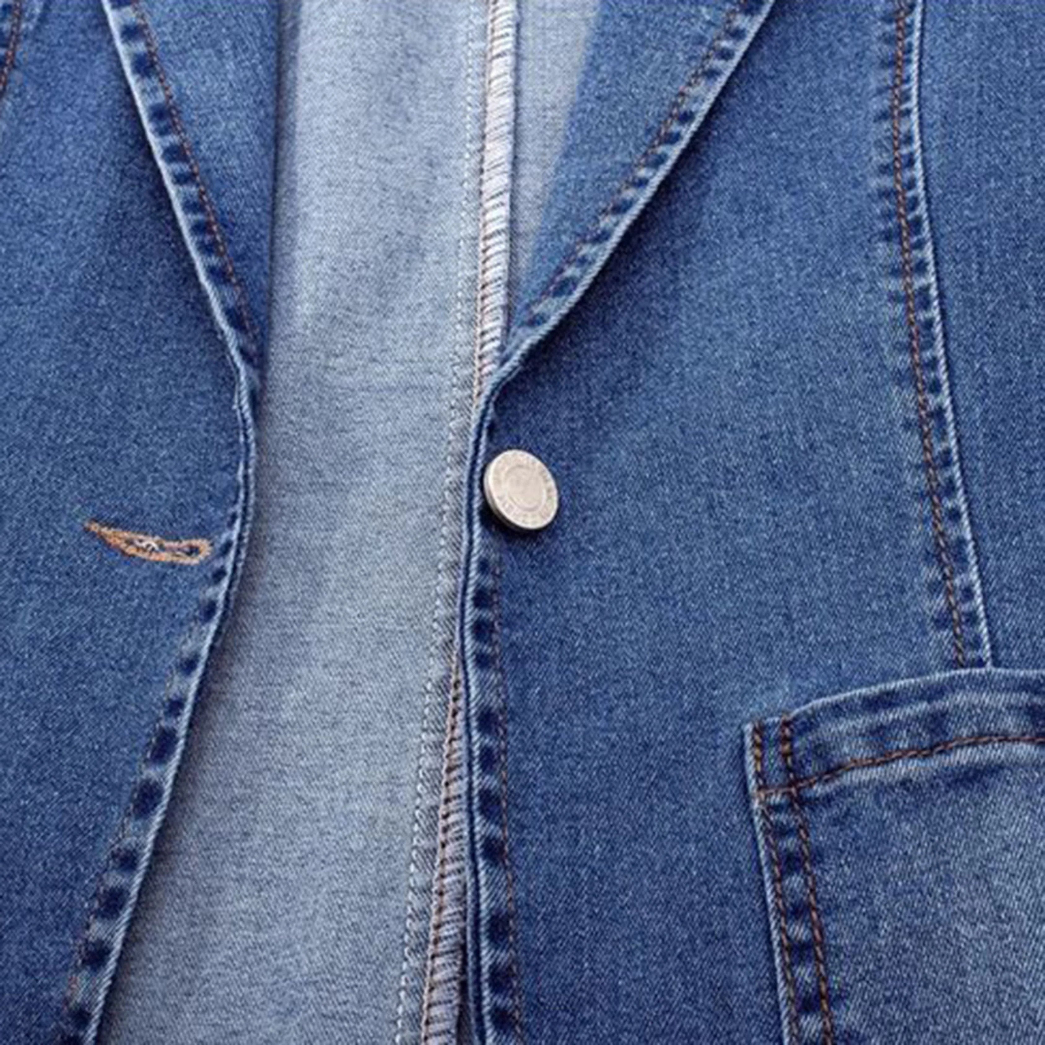 Chaqueta blazer vaquera para mujer con bolsillos
