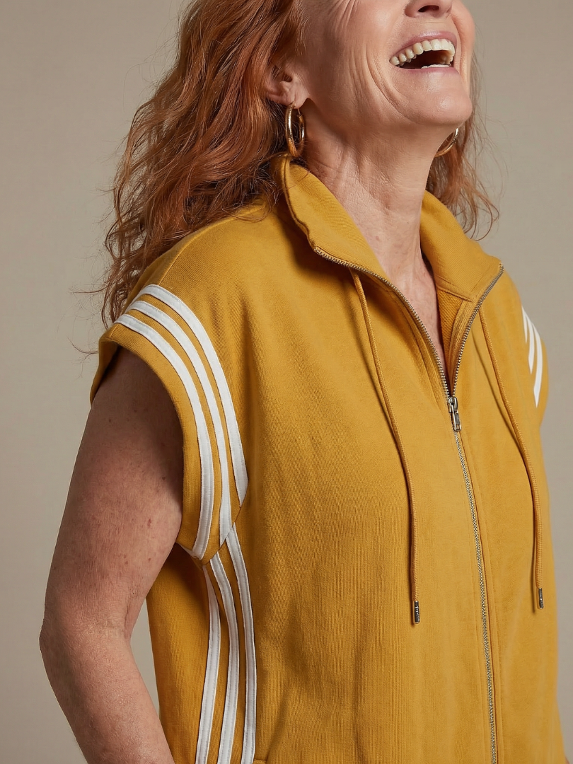 Women's Striped Zip Front Jumpsuit