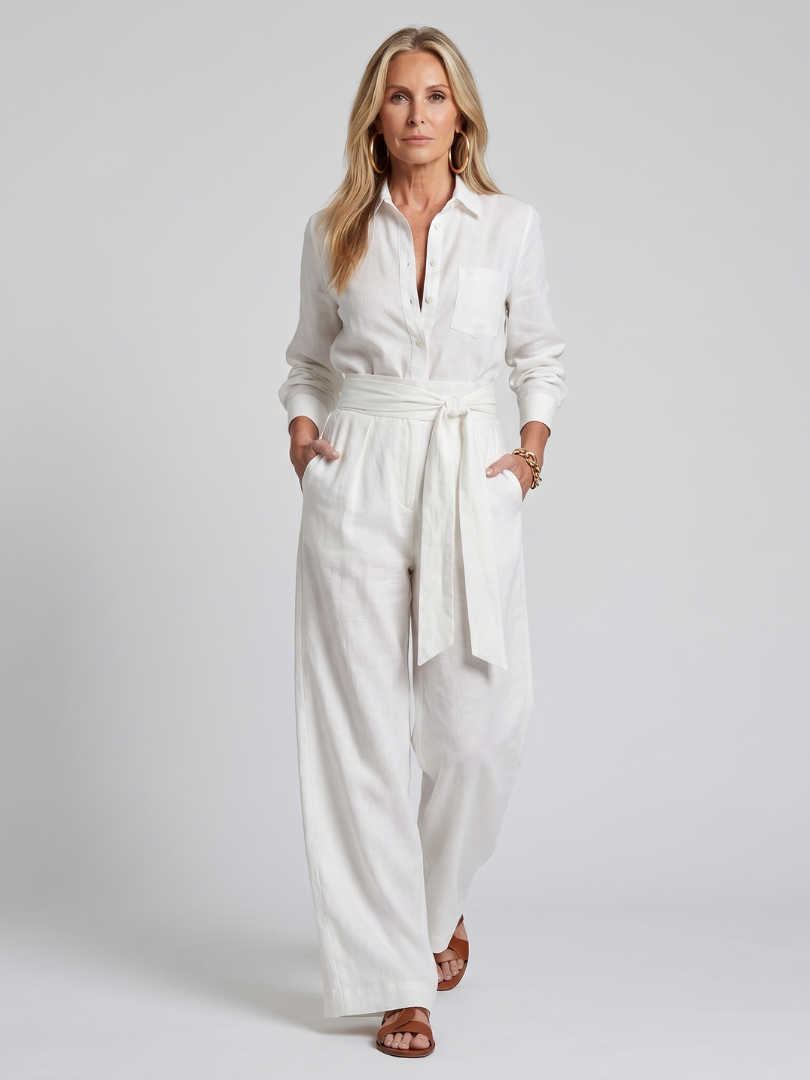 Women's Long Sleeve Wide Leg Jumpsuit