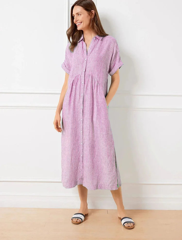 Women’s Relaxed Button-Front Midi Shirt Dress
