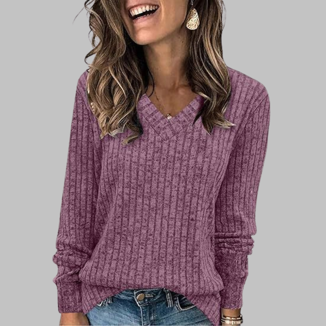 Women's V-Neck Long Sleeve Sweater Top