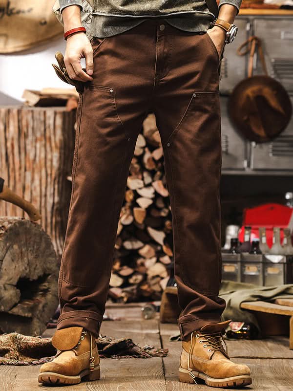 Pantaloni da lavoro utility da uomo a gamba dritta