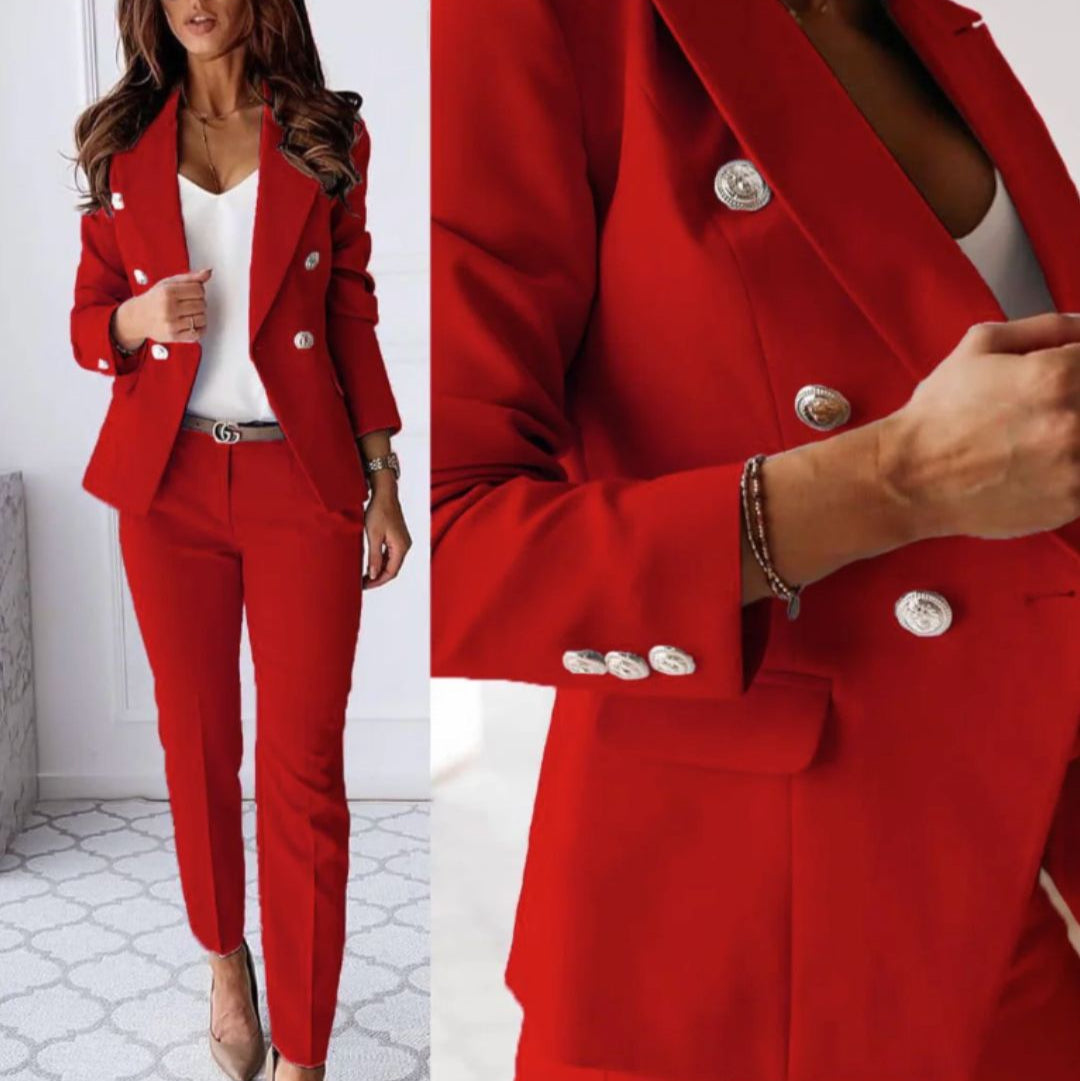 Elegant Double-Breasted Suit Set - Stylish Lily Design