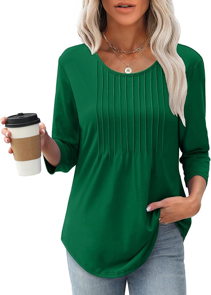 Blouse structurée à manches 3/4 pour femmes | Haut polyvalent pour le bureau
