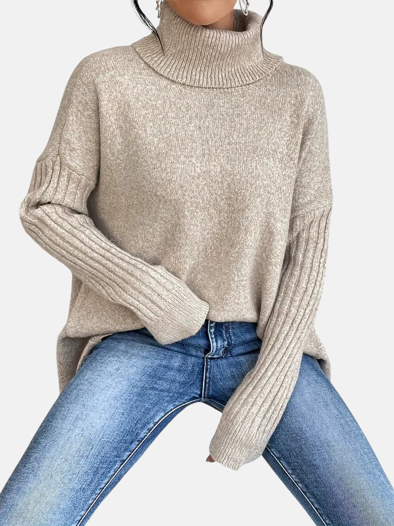 Women's Oversized Turtleneck Tunic Sweater